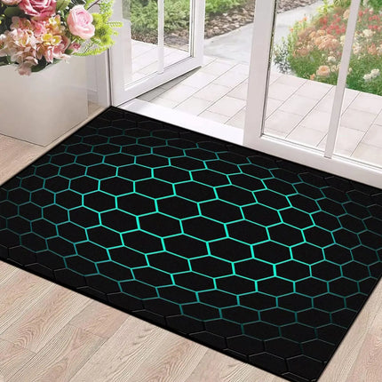 Black Red 3D Cube Print Rug, Glowing Square Block Geometric Pattern, Non-Slip Washable Mat for Living Room Sofa Dining Room Indoor