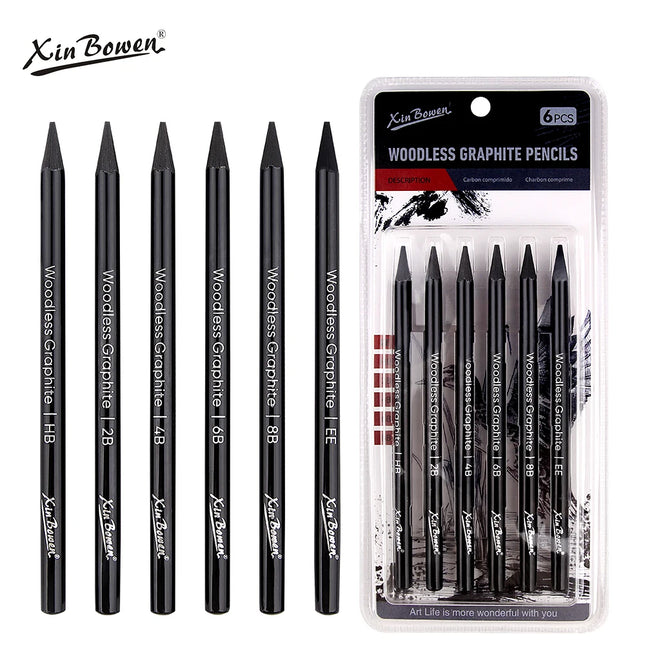 Wood Free Graphite Sketching Carbon Pencil Set for Art Students Drawing Charcoal Pencil Solid Wholesale