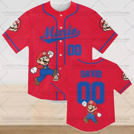 Summer Super Mario Design Pattern Printed Summer T-shirt Children's Casual Sports Short Sleeve Round Neck Loose Pullover T-shirt