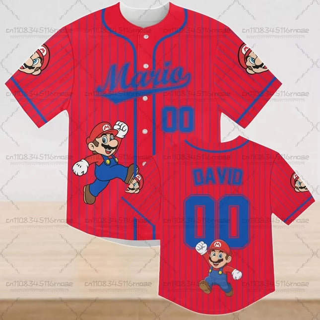 Summer Super Mario Design Pattern Printed Summer T-shirt Children's Casual Sports Short Sleeve Round Neck Loose Pullover T-shirt