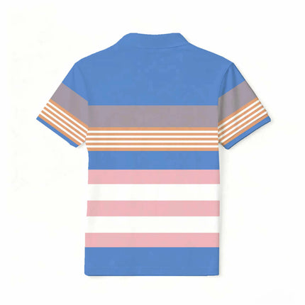 2026 Summer New Style Men's Short-Sleeved Polo Shirt with 3D Stripes Pattern Print - Street Casual Fashionable and Comfortable