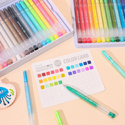Languo Three-Dimensional Effect Acrylic Painting Gel Pens Set 1.0mm Tip Kawaii Stationery Student Color Drawing Pen Art Supplies
