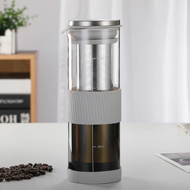 1Pc Portable Airtight Cold Brew Iced Coffee Maker Tea Infuser - 800ml Cold Brew Coffee Kettle Brewing Glass Carafe Pitcher.