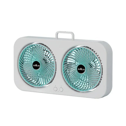 Dual Head USB Fan 360 Rotatable Blades Wall Mount or Freestanding Design Rechargeable Fan for Office Bedroom Outdoor Camping