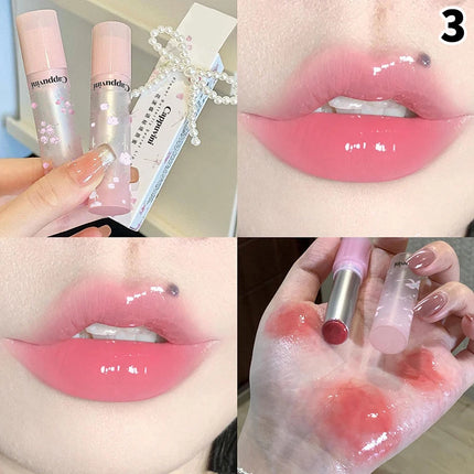 - Cappuvini Flowery Dish Language Lip Gloss Mirror Lip Glaze Beep Lip Water Light Lasting Makeup Not Easy To Dip Cup Makeup -