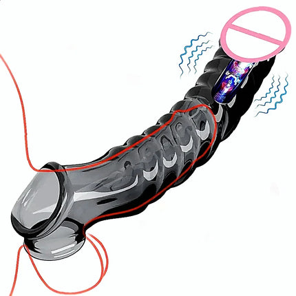 Penis Sleeve Extensions Condom Male Enlargement Delay Vibrators For Men Flexible Glans Penis Enlarger Extender Delay Ejaculation
