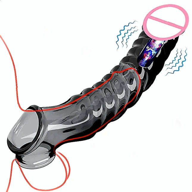Penis Sleeve Extensions Condom Male Enlargement Delay Vibrators For Men Flexible Glans Penis Enlarger Extender Delay Ejaculation
