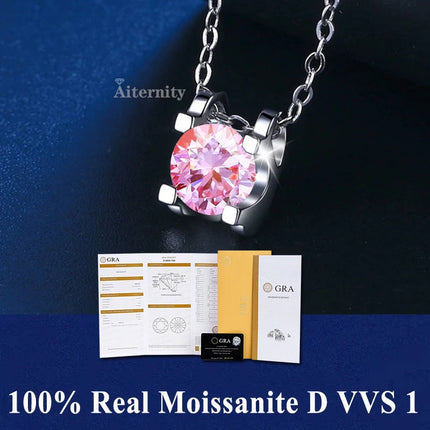 Classic 4 Prong Moissanite Pendant for Couple Men Women Wedding Jewelry Necklace D Color Lab Diamond Luxury Fine Jewelry