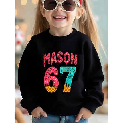 Children's Six Seven 67 Brainrot Crew Neck Hoodies Funny Sweatshirts for Boys Girls Unisex Hoody Manga Kids Streetwear Clothes