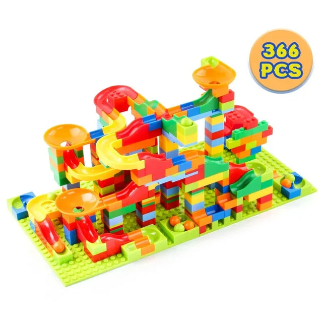 Rail Block Marble Race Run Slide Track Educational Track Ball Color Building Funnel Slide DIY Block Sets Bricks Kids Toys