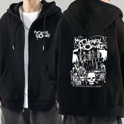 My Chemical Romance Mcr Dead Zipper Hoodie Men Women Casual Loose Fashion Zipper Sweatshirt Men's Fashion Long Sleeves Tops