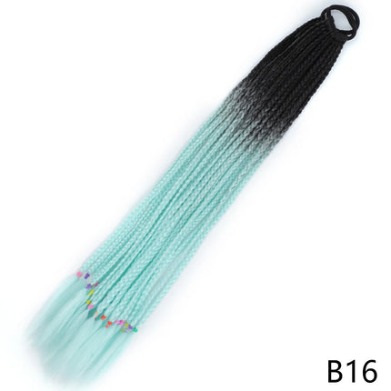 AZQUEEN Synthetic Gradient Color Dirty Braided Ponytail 60CM Elastic Rubber Band Braiding Pony Tail Hair Extensions For Girls