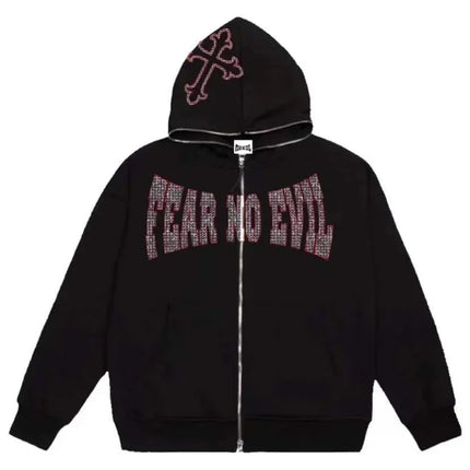 Women Men Y2K Fashion Hoodie Letter Graphics Print Zip Hoodie Clothes Women Hip-hop Long Sleeve Sweatshirt Oversized Top