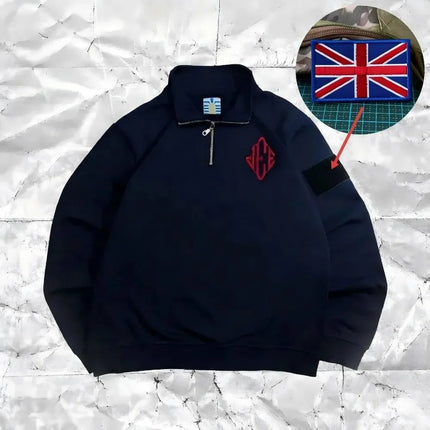 2026 Y2K Retro Embroidery Quarter-Zip Pullover Hoodie Men Oversized Vintage Streetwear Sweatshirt Men Clothing Harajuku