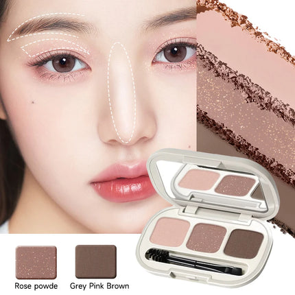 3 Colors Eyebrow Powder Palette - Matte, Smudge-Free Long-Lasting Makeup, Waterproof Long-Lasting,Natural 3D Eyebrow Look