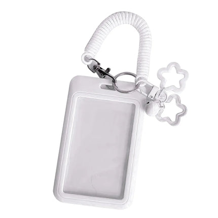 Cute Colorful ID Card Holder Clear Acrylic Star-Shaped Retractable Holder Keychain Design Keychain Holder Campus ID