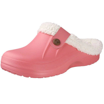 Kidmi Fur Lined Clogs Slippers For Women Classic Winter Waterproof House Slippers For Women With Padded Shoes EVA Garden Shoes