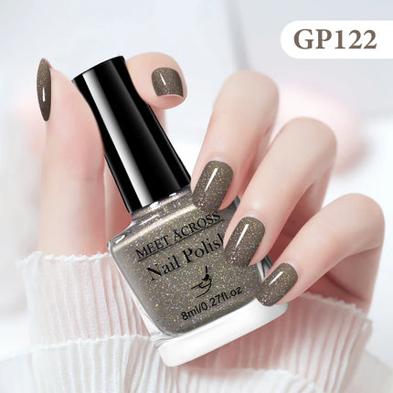 MEET ACROSS 8ml Glass Bottle Water-Based Peel Off Nail Polish Spring Summer Colorful Glitter Nail Art Varnish No Need Lamp