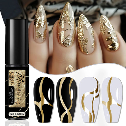 1/2/3pcs Super Bright Mirror Pull Line Graffiti Painting Stripe Gel Nail Polish 5ml Metallic Liner Gel Semi-Permanent Nail Art