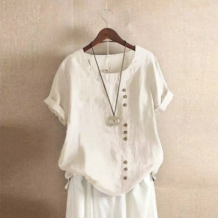 Women Clothing Cotton Linen Streetwear Summer Y2k Tops Vintage Fashion Tshirt Casual Shirts for Women Clothes Elegant Tees