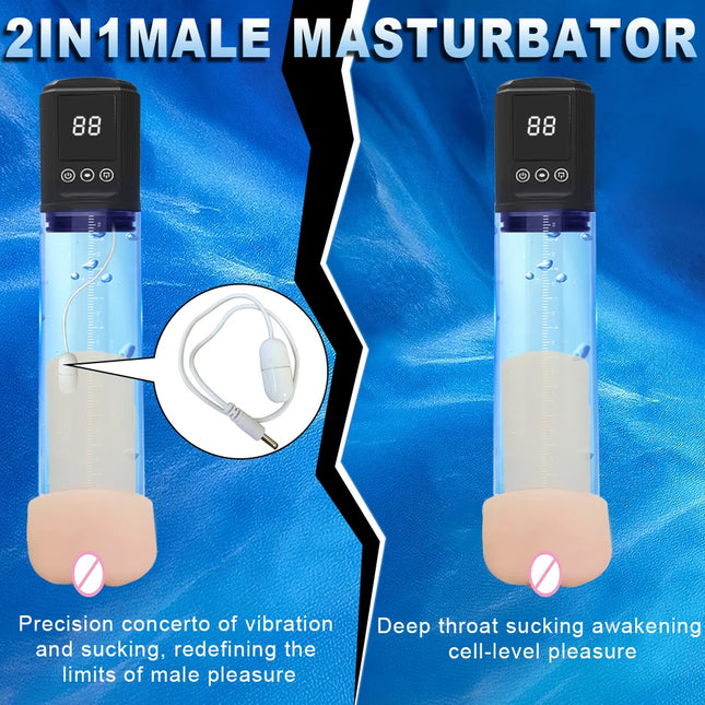 Electric Penis Pump Male Masturbator for Penis Vacuum Enlargement Training 9 Sucking Vibrating Rechargeable Sex Toys for Men Bigger