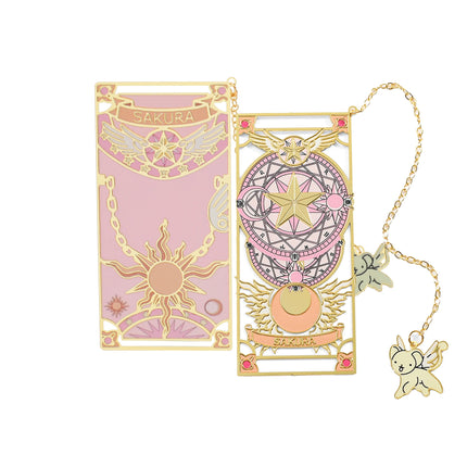 Kawaii Sweet Anime Card Cap tor Sakura Book Mark with Creberus Tassel Metal Bookmark for Women Girl Fans School Reading Supplies