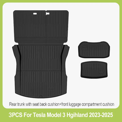 Car Floor Mats Cargo Liner For Tesla Model 3 Highland 2024-2026 Waterproof Anti-slip Trunk Mat TPE Pads All Weather Floor Liners