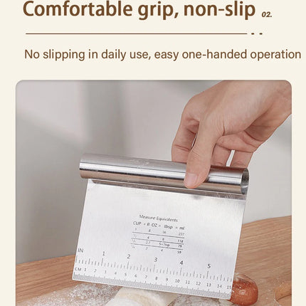 Stainless Steel Cake Scraper & Dough Cutter with Measuring Scale, DIY Dough Pastry Spatulas, Bread Baking Accessories