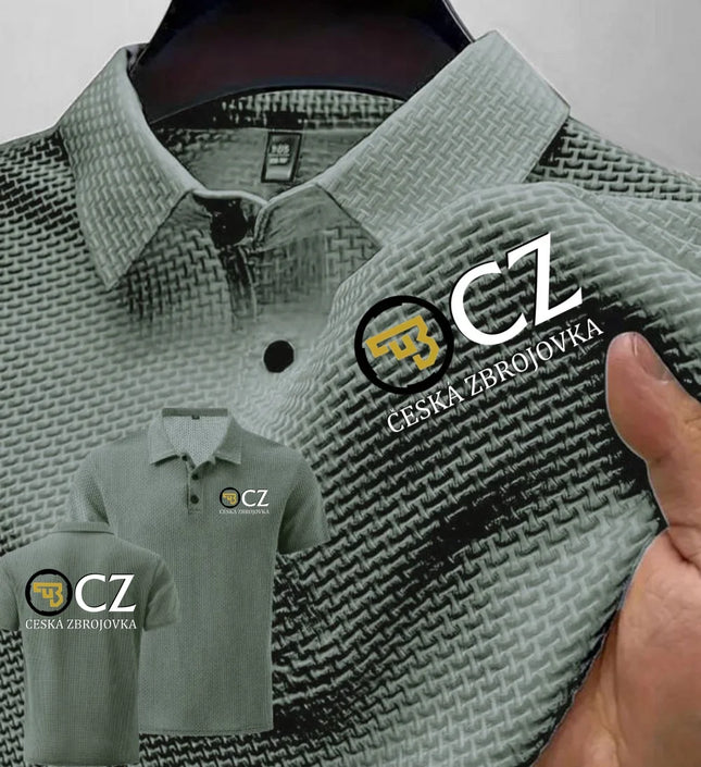 Summer New Men POLO Shirts T-Shirt CZ Ceska Zbrojovka Firearms High End Ice Silk Mesh Men's Short-Sleeved Tops Shirt Collar