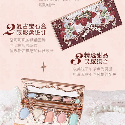 Flower Knows Strawberry Rococo Moonlight Mermaid Jewel Eyeshadow Palette 5 Colors Pearlescent Mashed Potatoes 2023