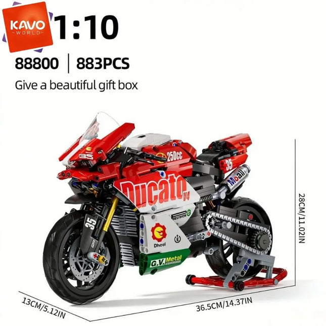 KAVOWORLD 1:10 Scale Racing Motorcycle Building Block Set Superbike Construction Toy Simulation Suspension Chain Drive Detailed Replica Bricks Kit Collectible Model Home Decor Gift for Adults Teens Motorcycle Enthusiasts Chri