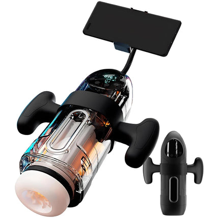 Automatic Sucking Telescopic Male Masturbator Heating 3D Textured Penis Pump Sex Machine 10 Thrusting Modes Adult Toy for Men