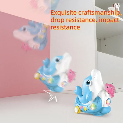 Electric 3D Cool Light Dolphin for Kids Levitation Blow Ball Function Collision Auto Steering Baby boy girl birthday gift