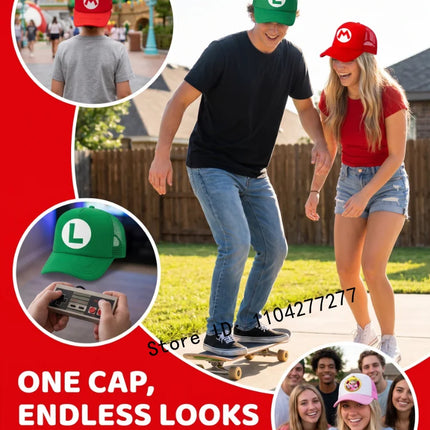 Cartoon Bros Embroidery Baseball Cap Adjustable Casual Sun Hat Hip Hop Caps Men Women Christmas Cosplay Party Gift ﻿