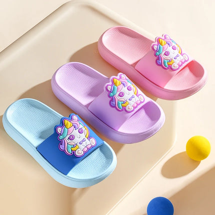 New Unicorn Slippers Boy Girl Summer Kids Rainbow Indoor Slippers Non-Slip Beach Sandals Toddler Home Shoes Baby Flip