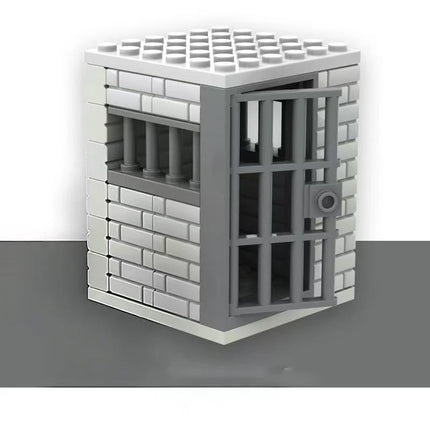 Classic Jail Building Model - Police vs Thief Brick Set for Collection and Display