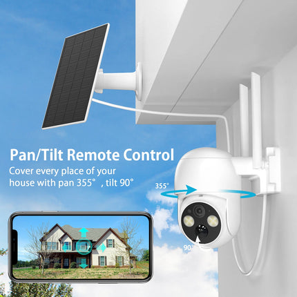 XVIM 2-Pack 5MP Solar-Powered Wireless Outdoor Security Camera IP65 Waterproof 360° Pan/Tilt Full-Color Night Vision 2-Way Audio