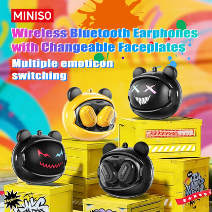 Bear-Themed Design MINISO MS118 Wireless Bluetooth Earphones Ai Translator Headphones for 150+ Languages Noise Canceling Earbuds