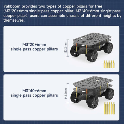Yahboom Smart Robot Car Bracket Aluminum Alloy Frame 2mm Wheeled Chassis High-strength Upper Plate Support Multi-layer Stacking