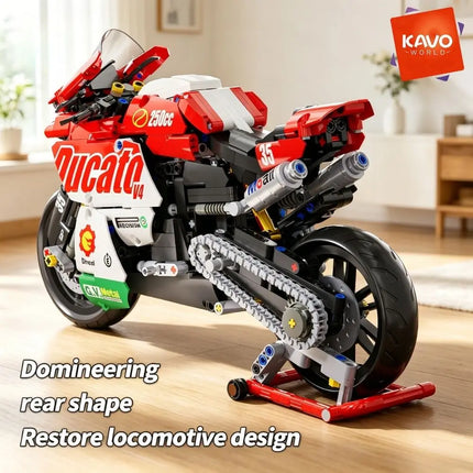 KAVOWORLD 1:10 Scale Racing Motorcycle Building Block Set Superbike Construction Toy Simulation Suspension Chain Drive Detailed Replica Bricks Kit Collectible Model Home Decor Gift for Adults Teens Motorcycle Enthusiasts Chri