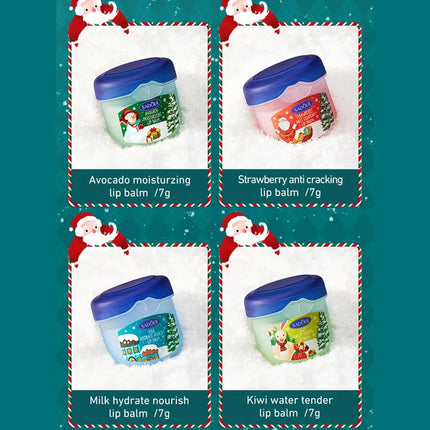 [SADPER] Christmas Gift Box Lip Balm Durable Moisturizer, Christmas Women's Gift Nourishing Lipstick 4PCS/box Lip Makeup Set