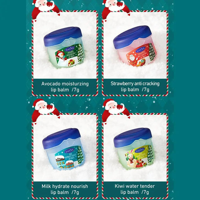 [SADPER] Christmas Gift Box Lip Balm Durable Moisturizer, Christmas Women's Gift Nourishing Lipstick 4PCS/box Lip Makeup Set