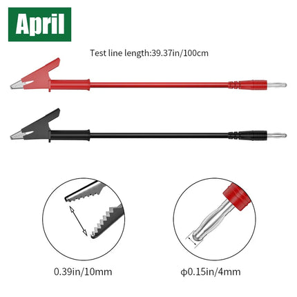 2pcs/set of 4mm banana male plug to alligator clip copper test cable for multimeter test 1 meter