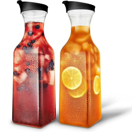 New 32OZ 1000ML Juice Carafe Square Plastic Fridge Beverage Containers Clear Large Cool Water Bottle Pantry Storage