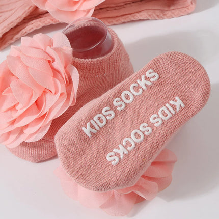 2Pcs Baby Headband Socks Set Baby Girl Flower Headbands Rubber Soles Anti Slip Socks Infant Toddler Turban Girl Hair Accessories
