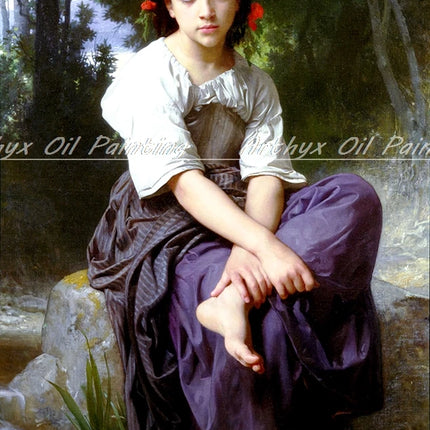 Arthyx,Print Love On The Look Out Of William Adolphe Bouguereau Oil Paintings On Canvas,Classical Wall Picture Living Room Decor