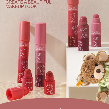 4 in 1 Cute Matte Lipstick Crayon Kit Combo Purple Lip Tint Velvet Sexy Moisturizing Lipstick Pen Waterproof Lasting Lip Makeup