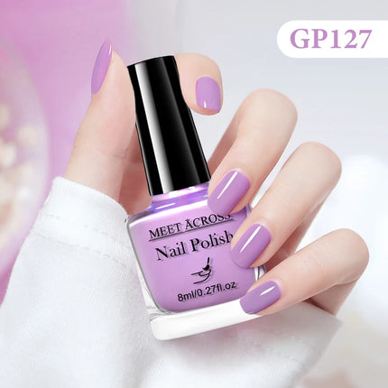 MEET ACROSS 8ml Glass Bottle Water-Based Peel Off Nail Polish Spring Summer Colorful Glitter Nail Art Varnish No Need Lamp