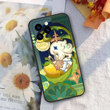 Cartoon Game Paimon Genshin Impact Phone  Case For iPhone 17 16 Pro Max 15 14 13 12 11 Mini Simplicity Short Shockproof Cover