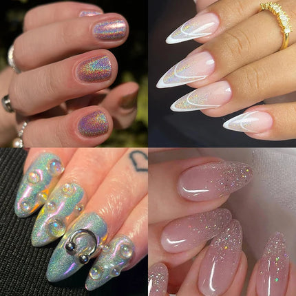 LILYCUTE 7ml Holographics Nail Polish Colorful Shining Effect Air Dry Glitter Nail Art Varnish No Need Lamp Nail Care Polish